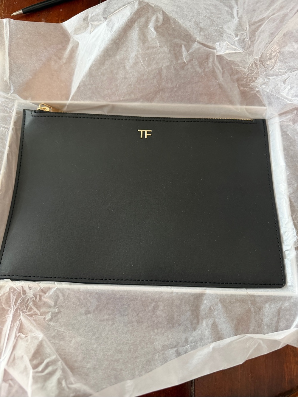 Tom Black faux Leather Zip Pouch